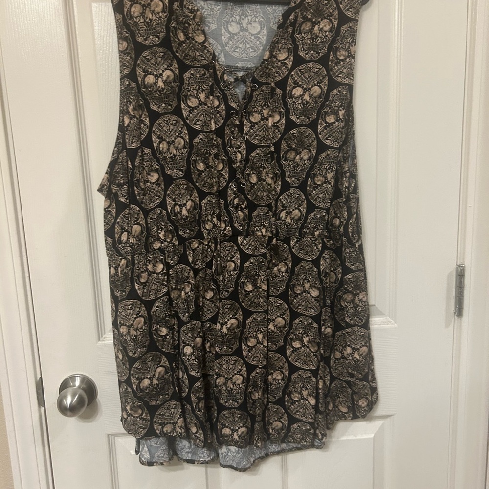 Torrid Skull Print Blouse - Black and Cream
